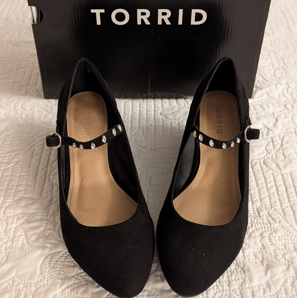 8W Torrid suede rhinestone wedges, Torrid Mary Jane Wedge heels